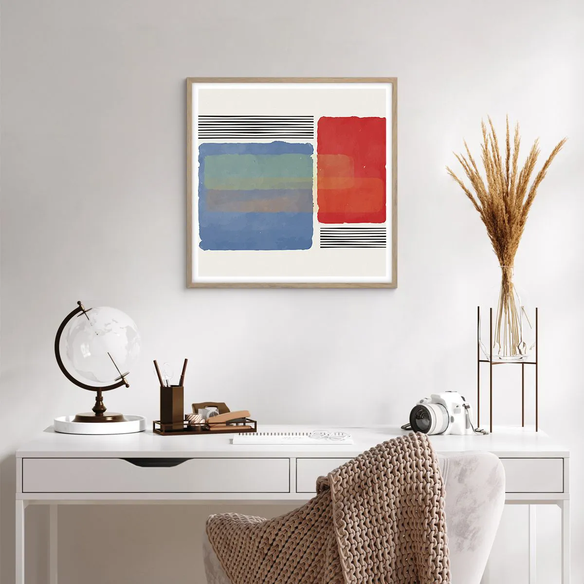 Plagát v ráme zo svetlého duba - Duch a písmeno geometrie - 60x60 cm