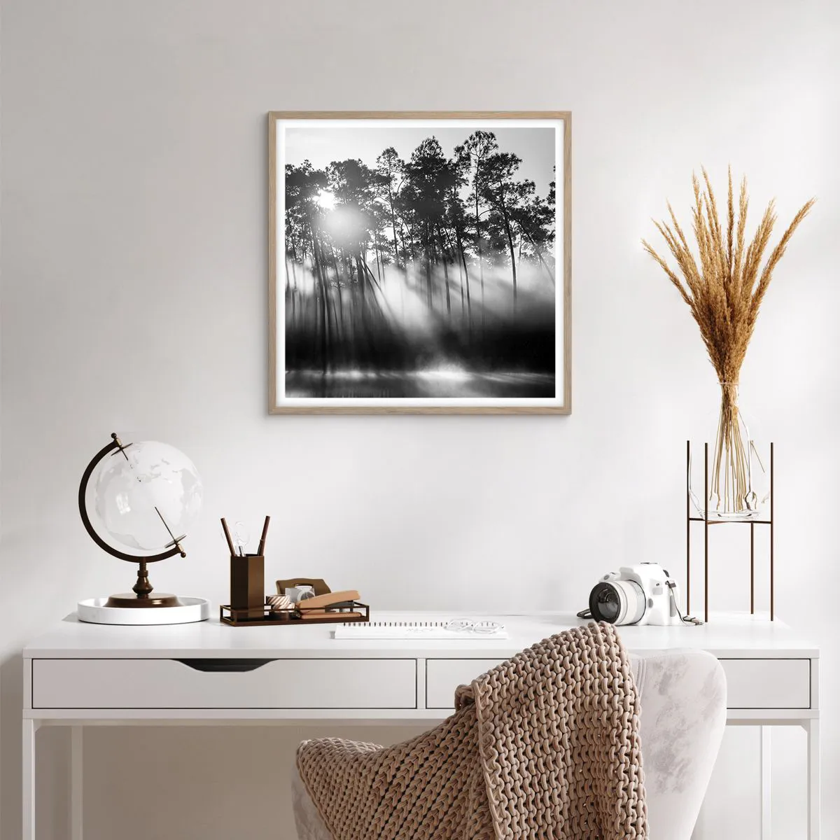 Plakát v rámu světlý dub - Nezastavitelné slunce - 60x60 cm