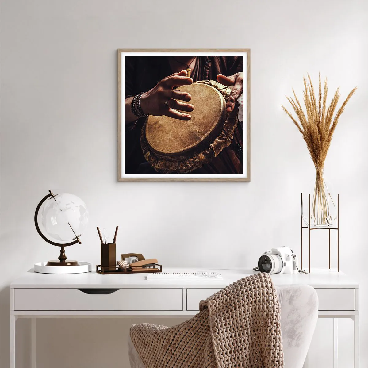 Affiche dans un chêne clair - Poster - Au rythme du coeur - 60x60 cm