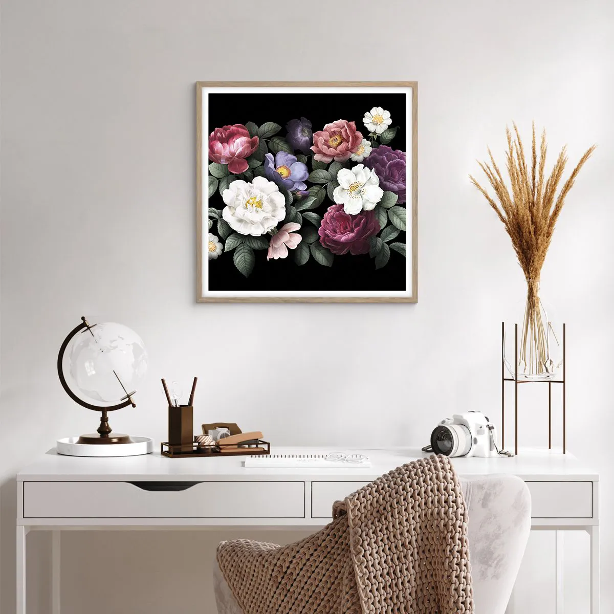 Plakát v rámu světlý dub - Z anglické zahrady - 60x60 cm