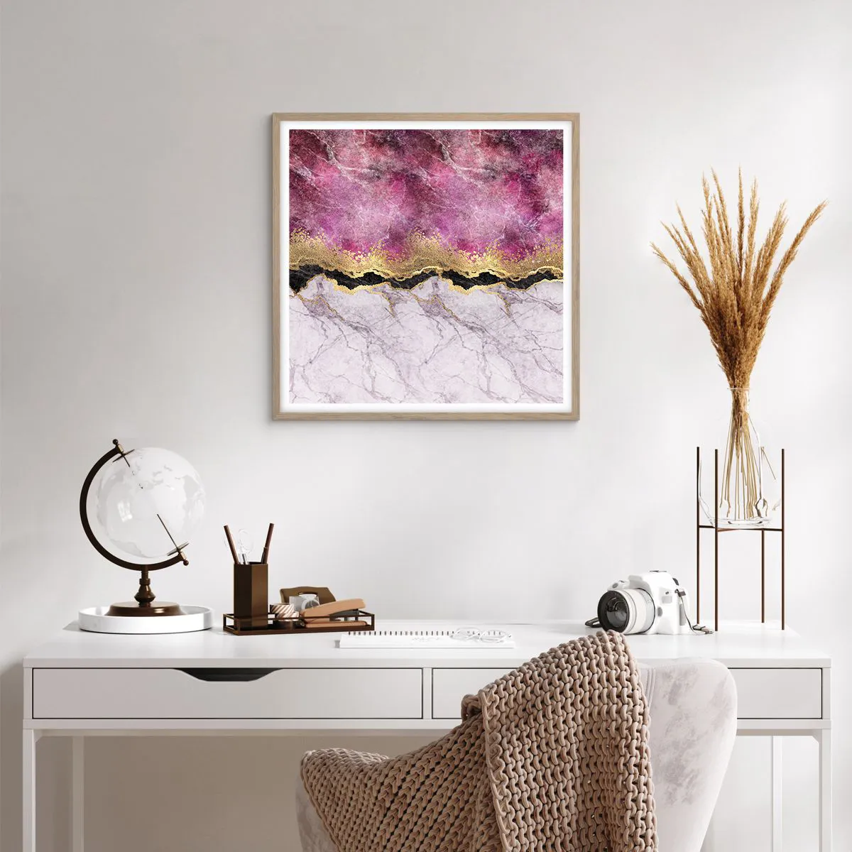 Póster en marco roble claro - En la frontera - 60x60 cm