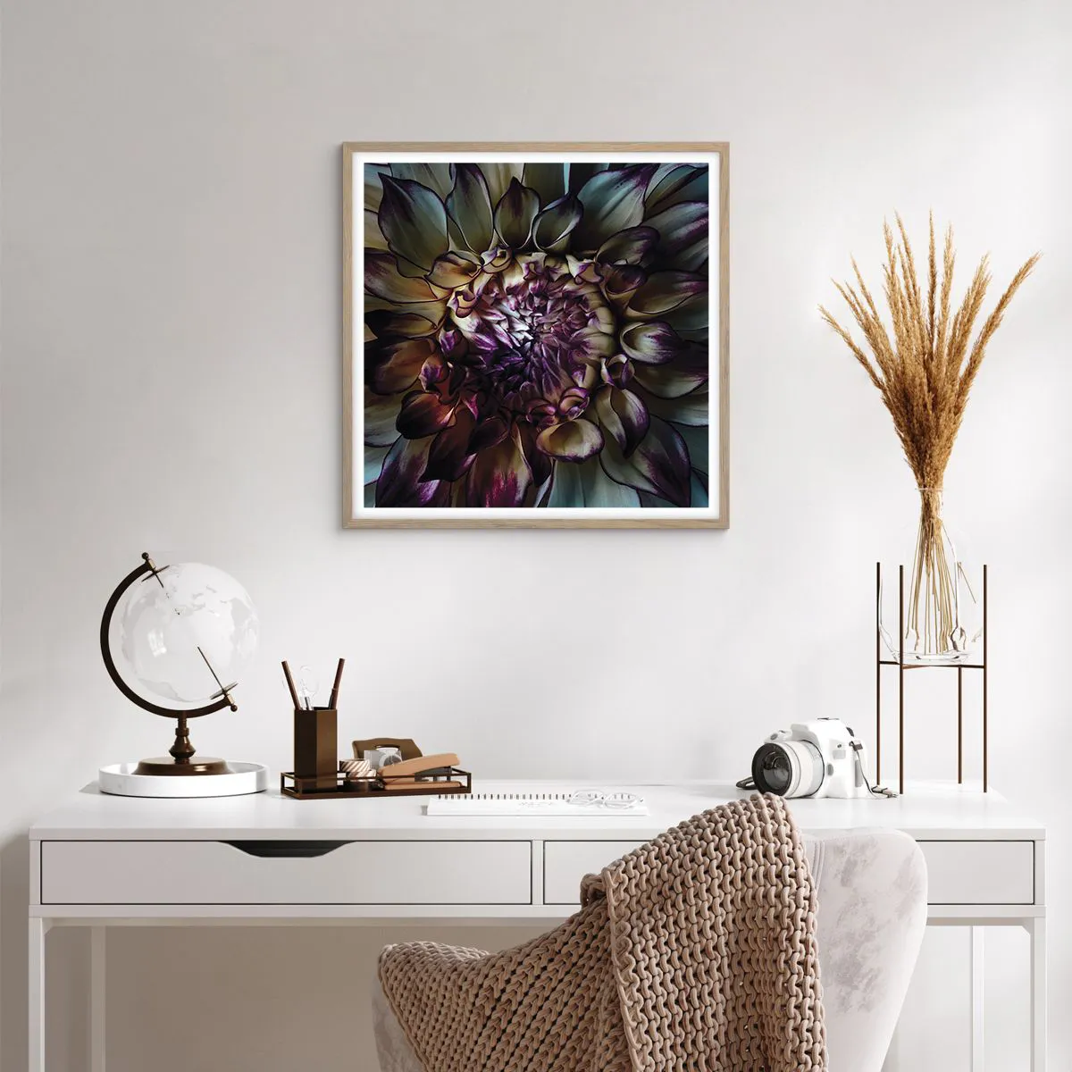 Pôster com moldura de carvalho claro - O florescimento da juventude - 60x60 cm