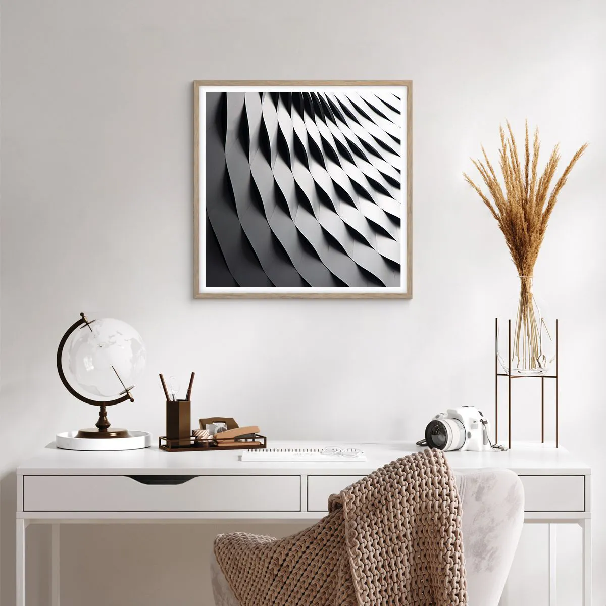 Poster in light oak frame - On the Surface of the Wave - 60x60 cm