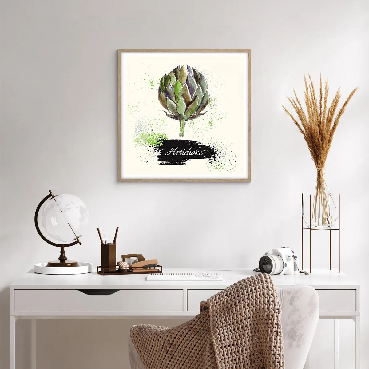 Poster in light oak frame - Eviva Vegetables! - 60x60 cm