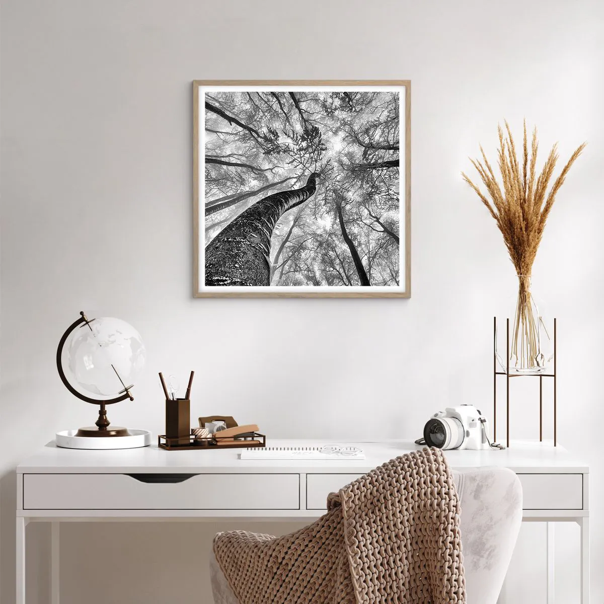 Poszter világos tölgy keretben - Verseny a fény felé - 60x60 cm