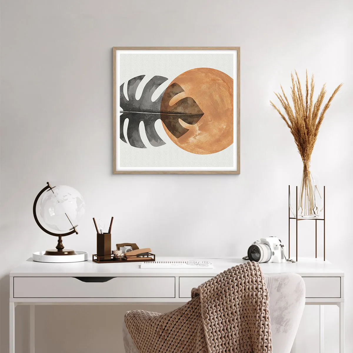 Een poster in een licht eiken lijst - Altijd de zon - 60x60 cm