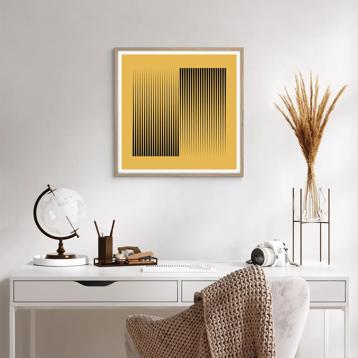 Plakát v rámu světlý dub - Čtverec protikladů - 60x60 cm