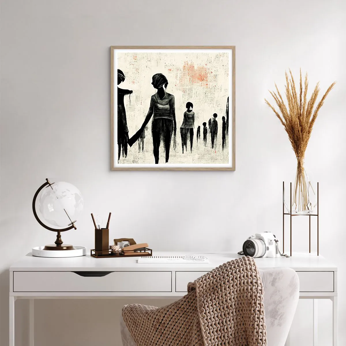 Affiche dans un chêne clair - Poster - Contre la solitude - 60x60 cm