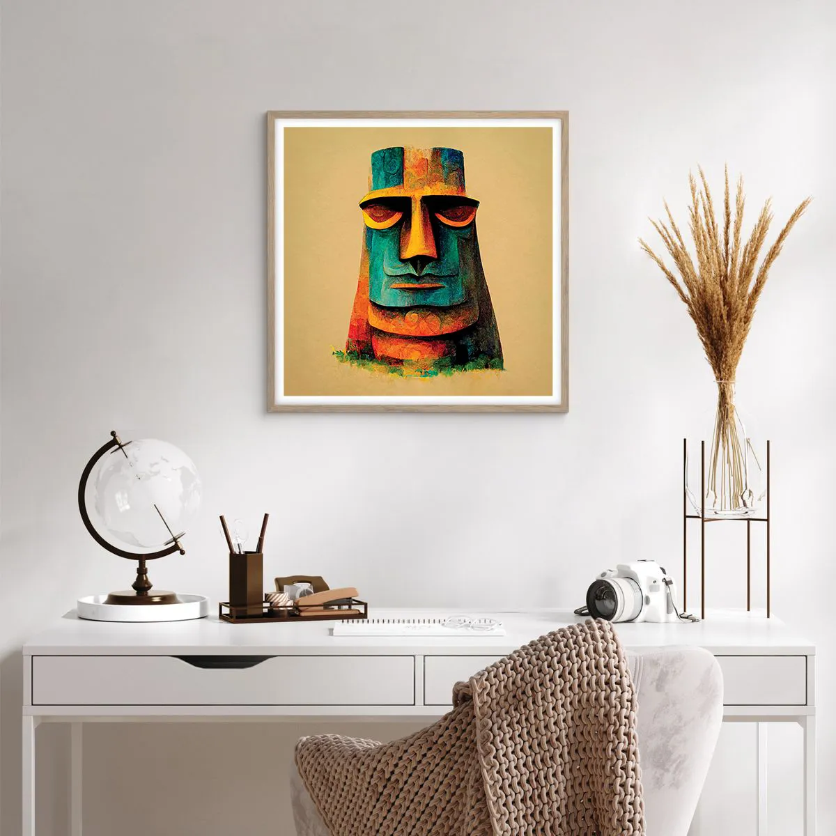 Plakat i ramme af lyst egetræ - Statuarisk, men alligevel sympatisk - 60x60 cm