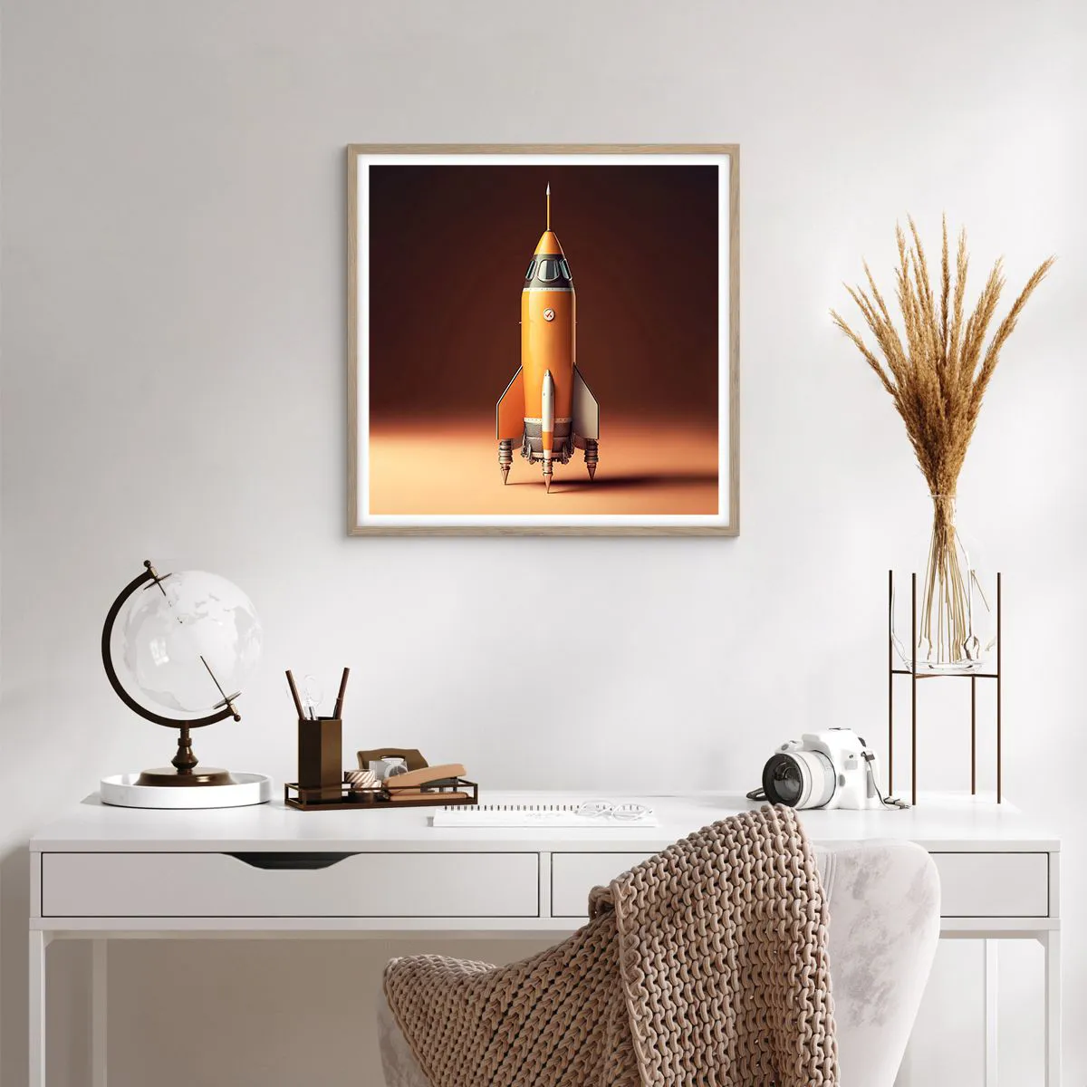 Affiche dans un chêne clair - Poster - Ça commence par un rêve - 60x60 cm