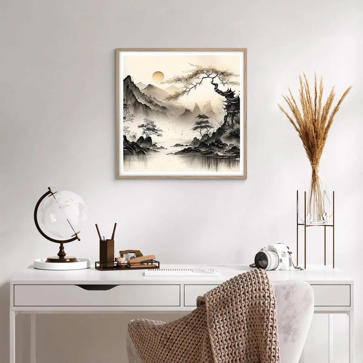 Pôster com moldura de carvalho claro - O charme único do Oriente - 60x60 cm