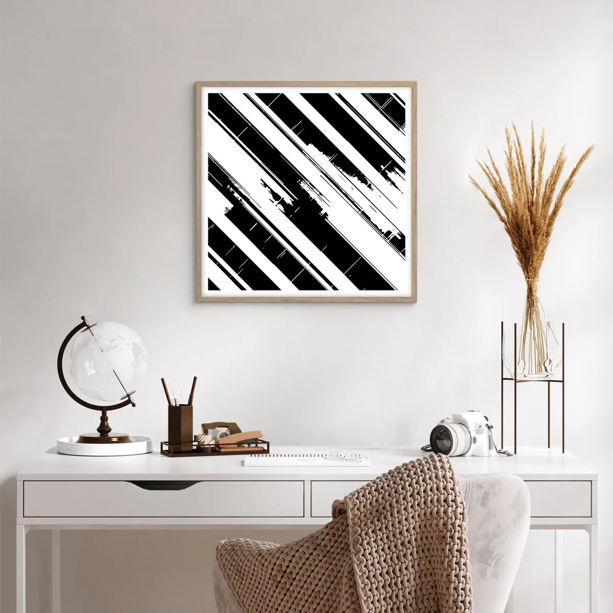 Een poster in een licht eiken lijst - Een intense en dynamische compositie - 60x60 cm