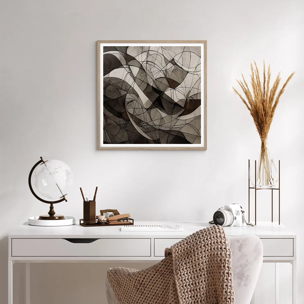 Plagát v ráme zo svetlého duba - Obeh farieb Zeme - 60x60 cm