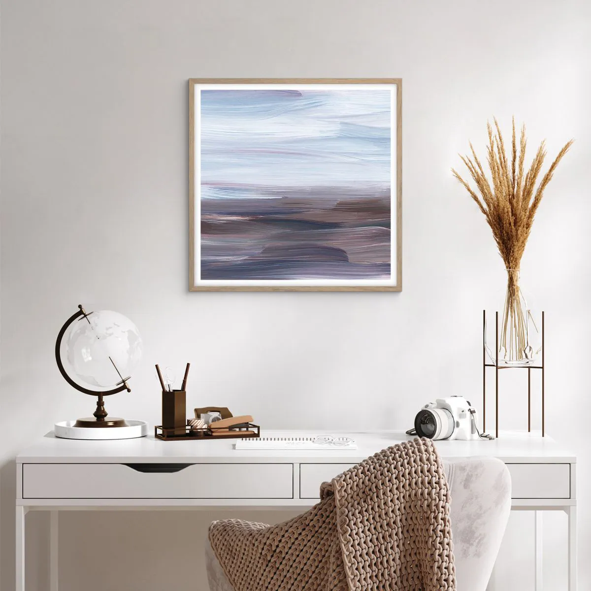 Poster in einem Rahmen aus heller Eiche - Elemente: Wasser - 60x60 cm