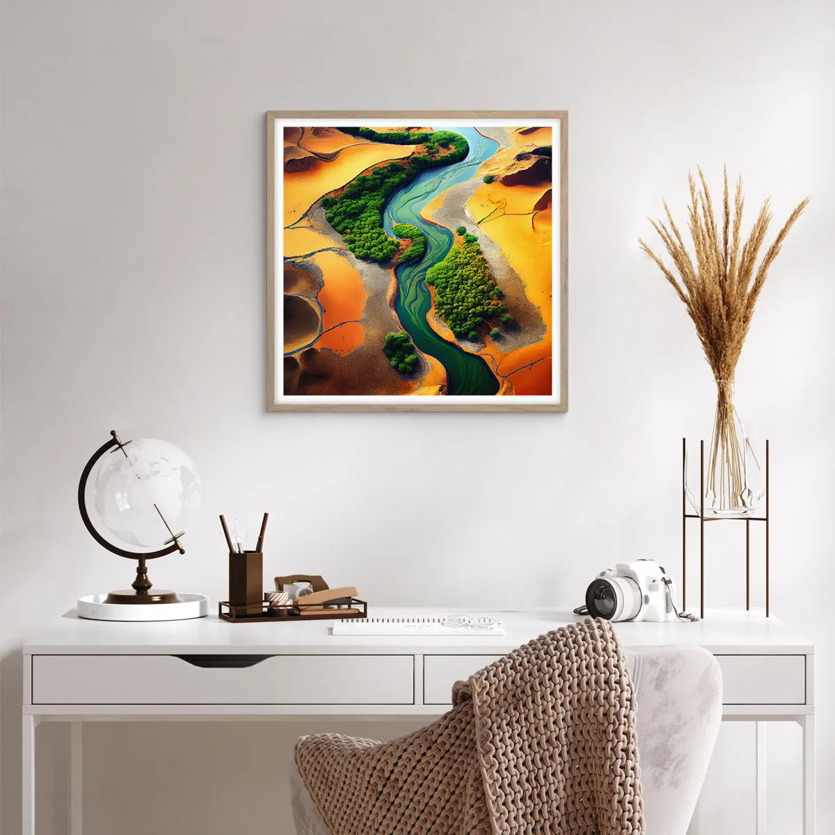 Poszter világos tölgy keretben - Életetadó folyó - 60x60 cm