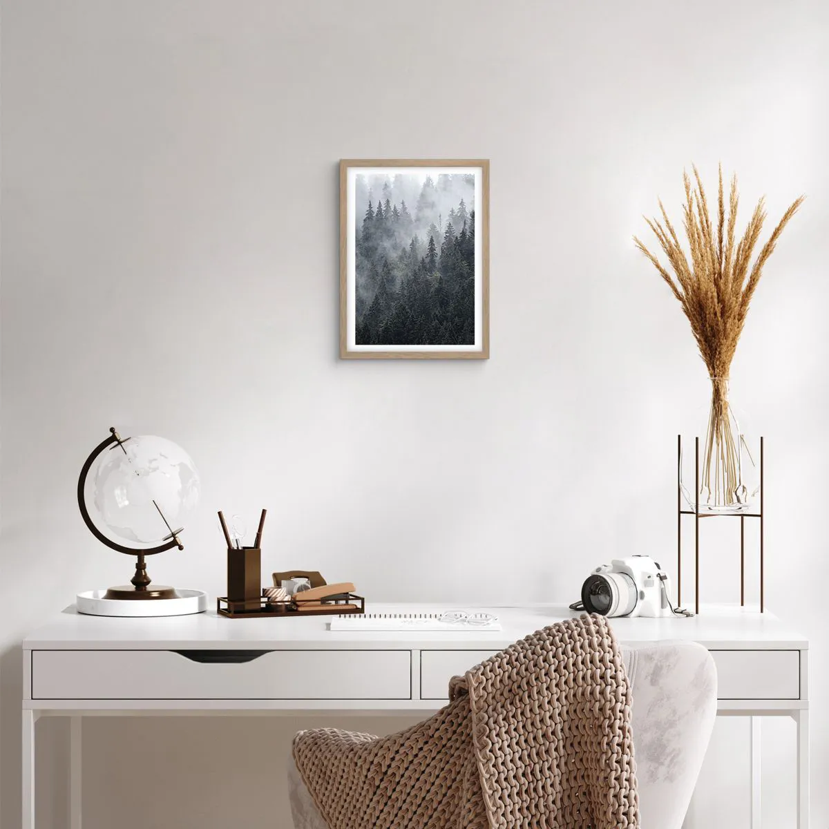 Affiche dans un chêne clair - Poster - Aube de la forêt - 30x40 cm