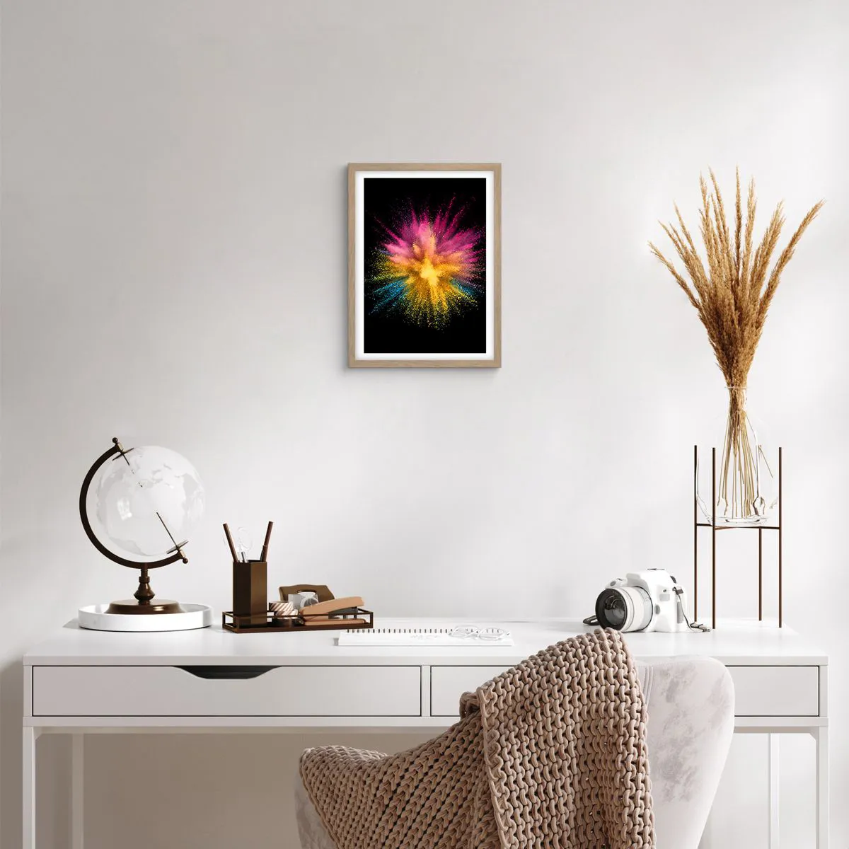 Plakát v rámu světlý dub - Zrození barev  - 30x40 cm