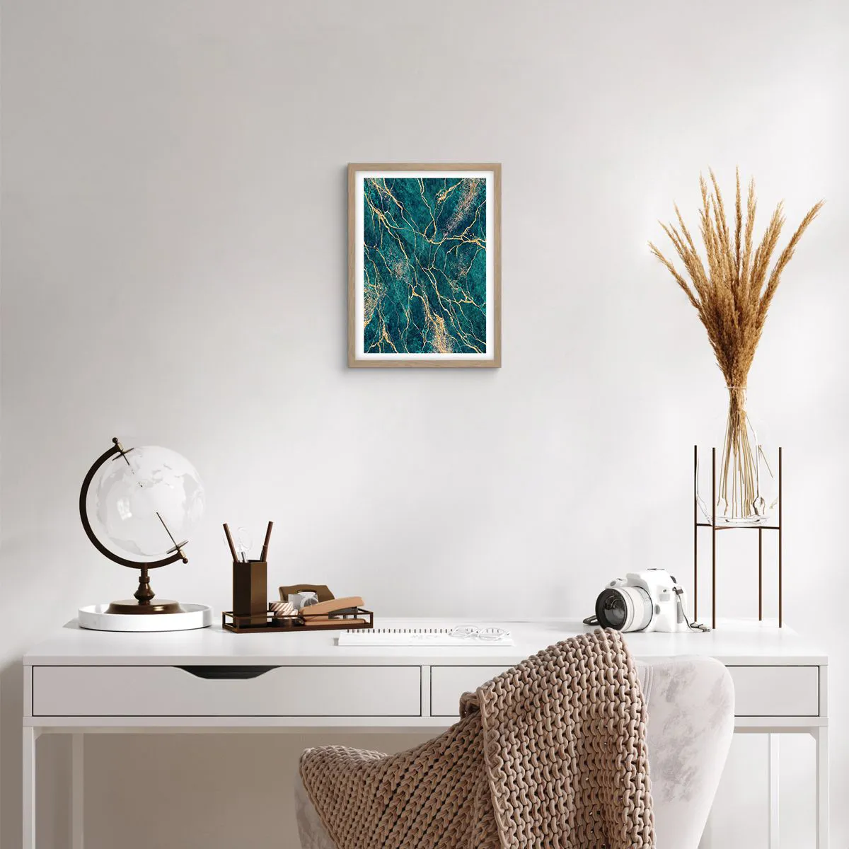 Pôster com moldura de carvalho claro - Veia dourada - 30x40 cm
