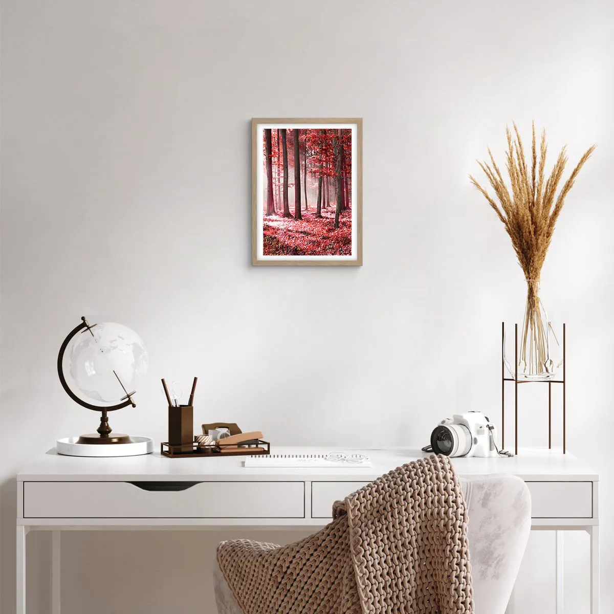 Poszter világos tölgy keretben - A piros különösen szép - 30x40 cm