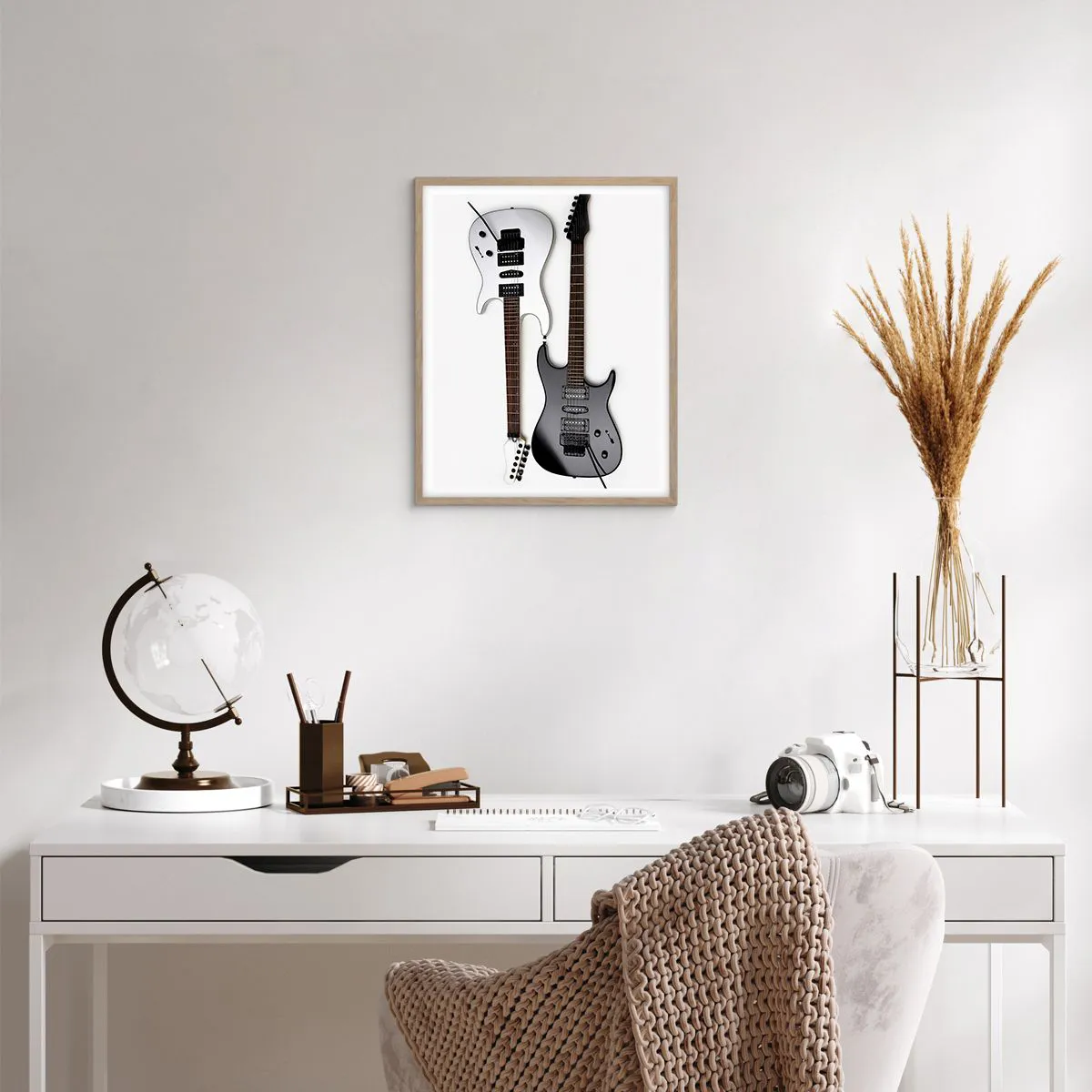 Plakat i ramme af lyst egetræ - Harmoni af former - 40x50 cm