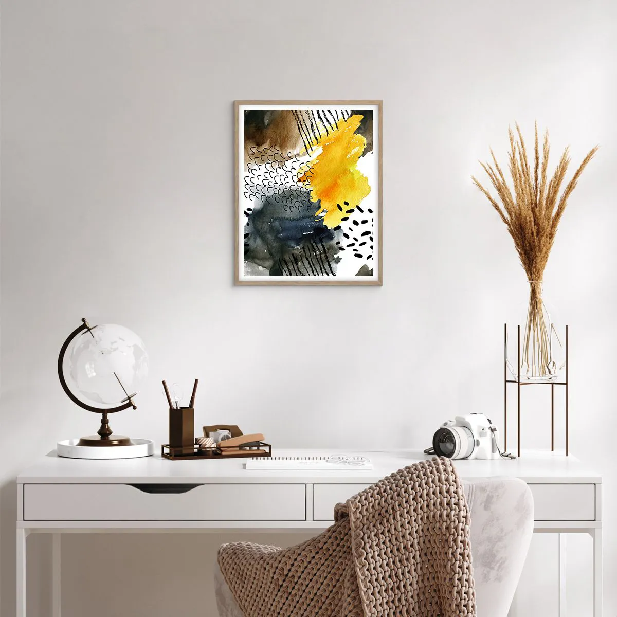 Póster en marco roble claro - Reunión de los elementos - 40x50 cm