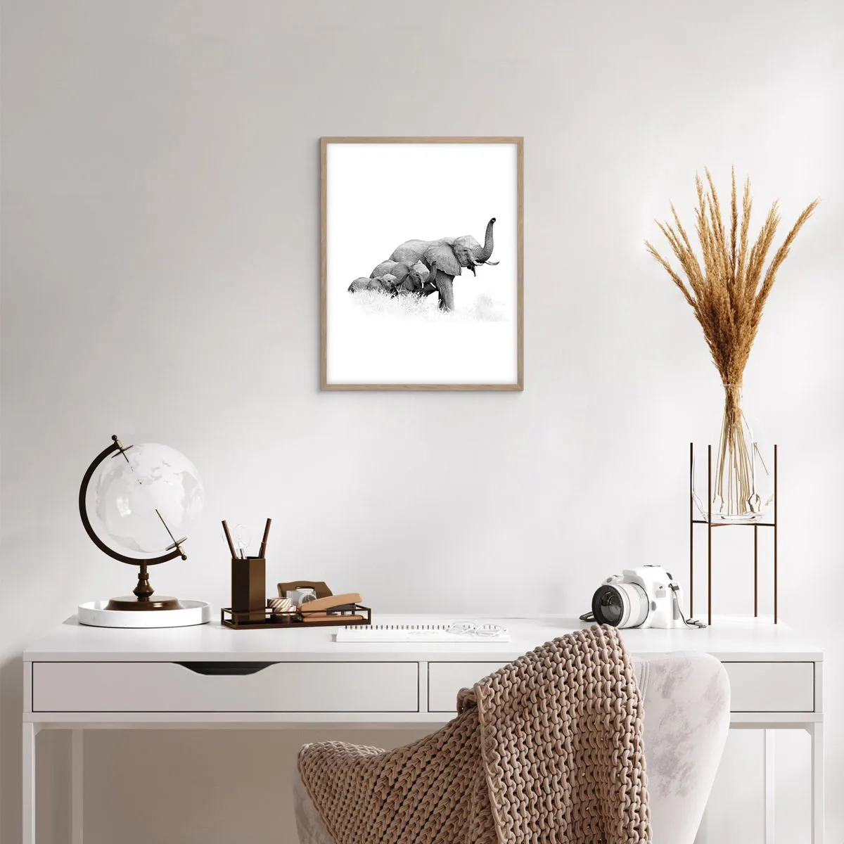 Pôster com moldura de carvalho claro - Um, dois, três - 40x50 cm