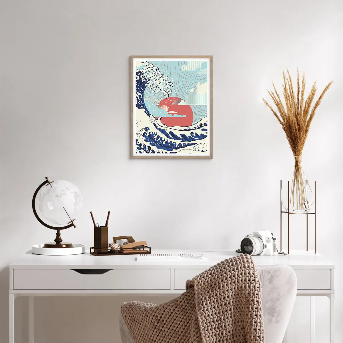 Poszter világos tölgy keretben - Japán inspirációból - 40x50 cm