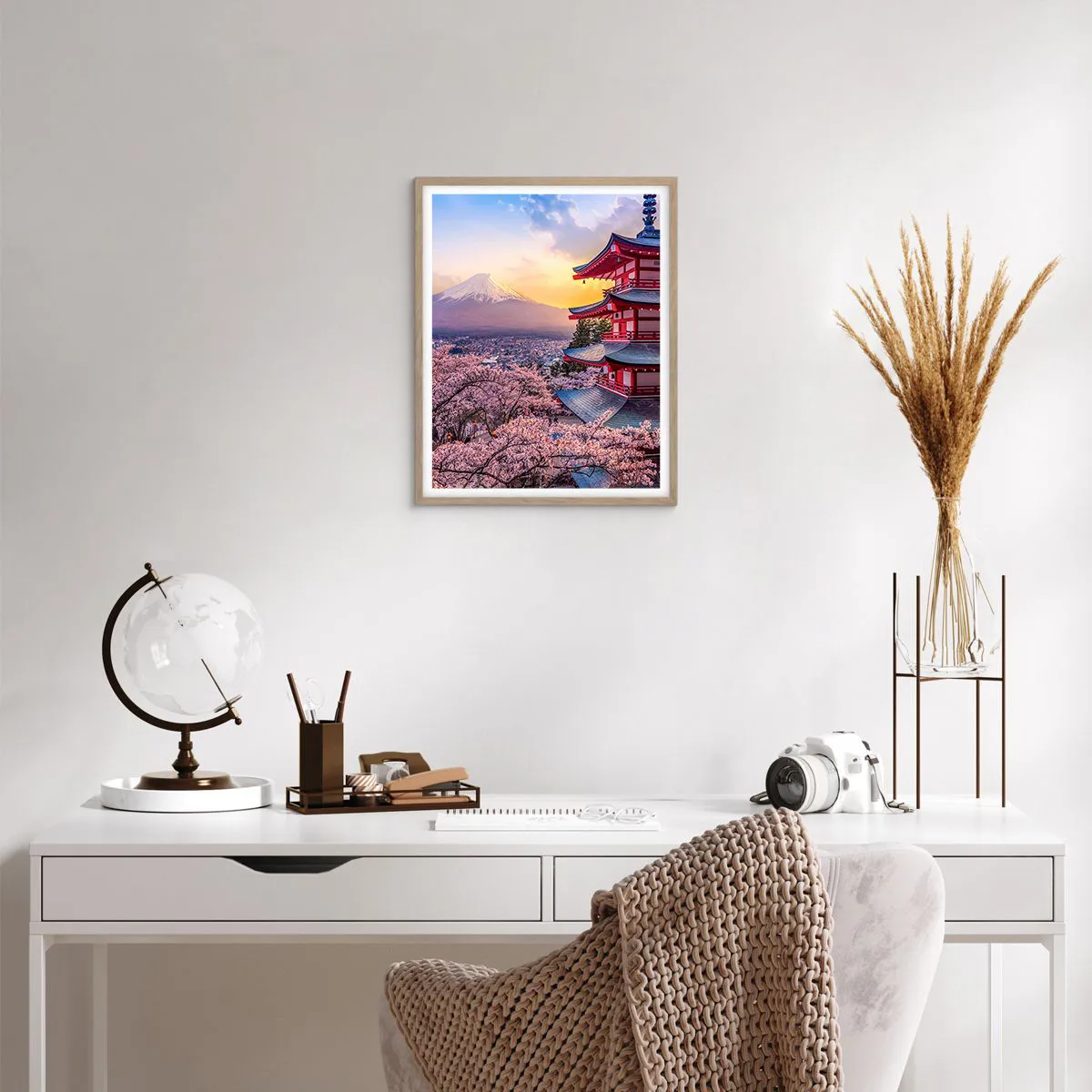 Plakat i ramme af lyst egetræ - Essensen af den japanske ånd - 40x50 cm