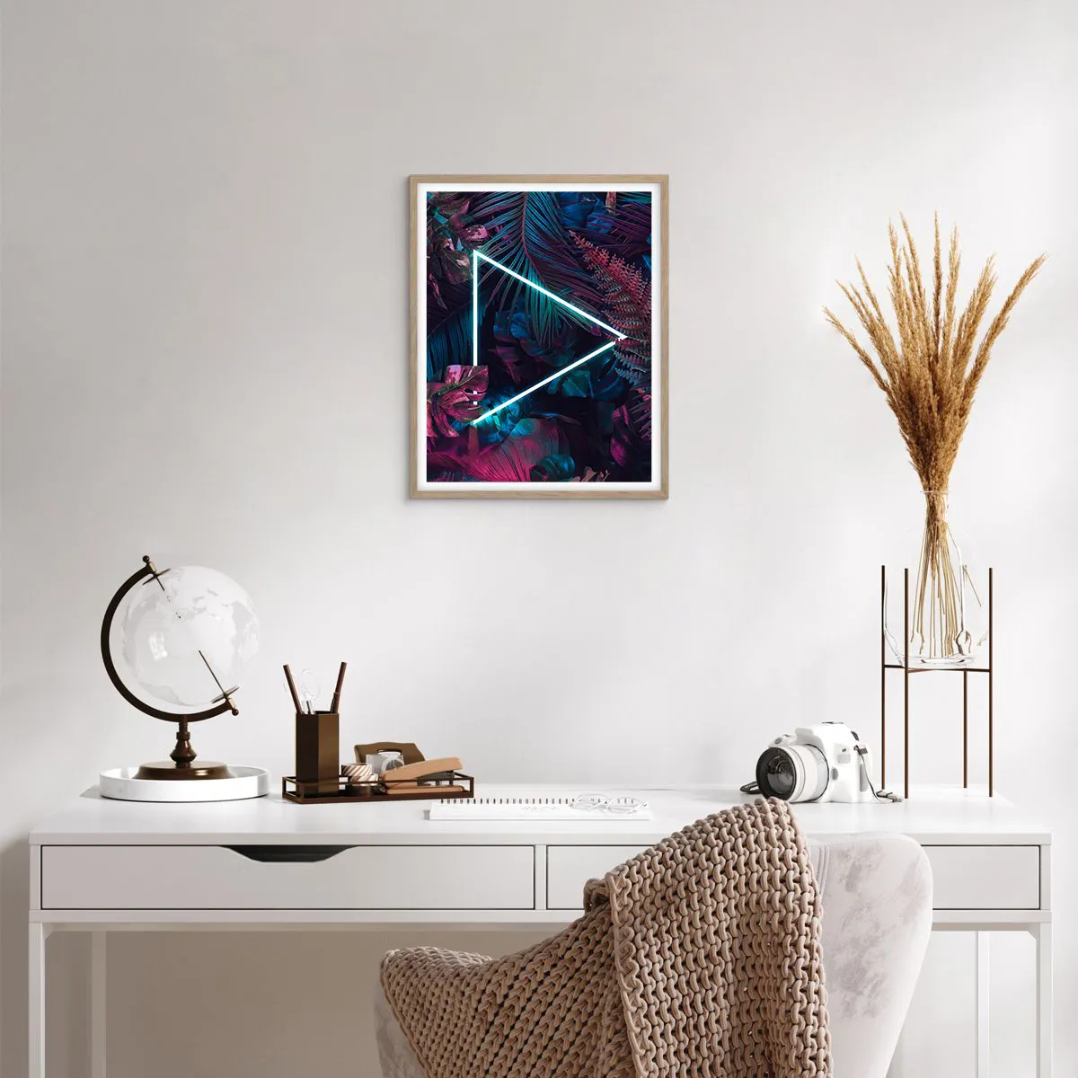 Poster în ramă de stejar deschis - Grădină în stil disco - 40x50 cm