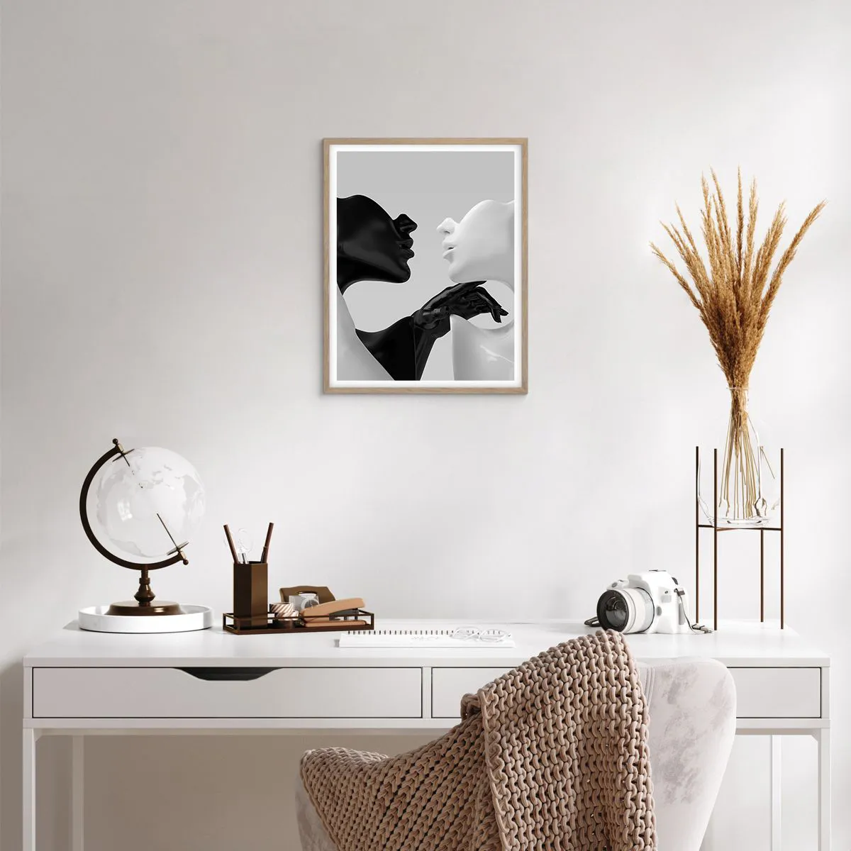 Pôster com moldura de carvalho claro - Atração – desejo - 40x50 cm