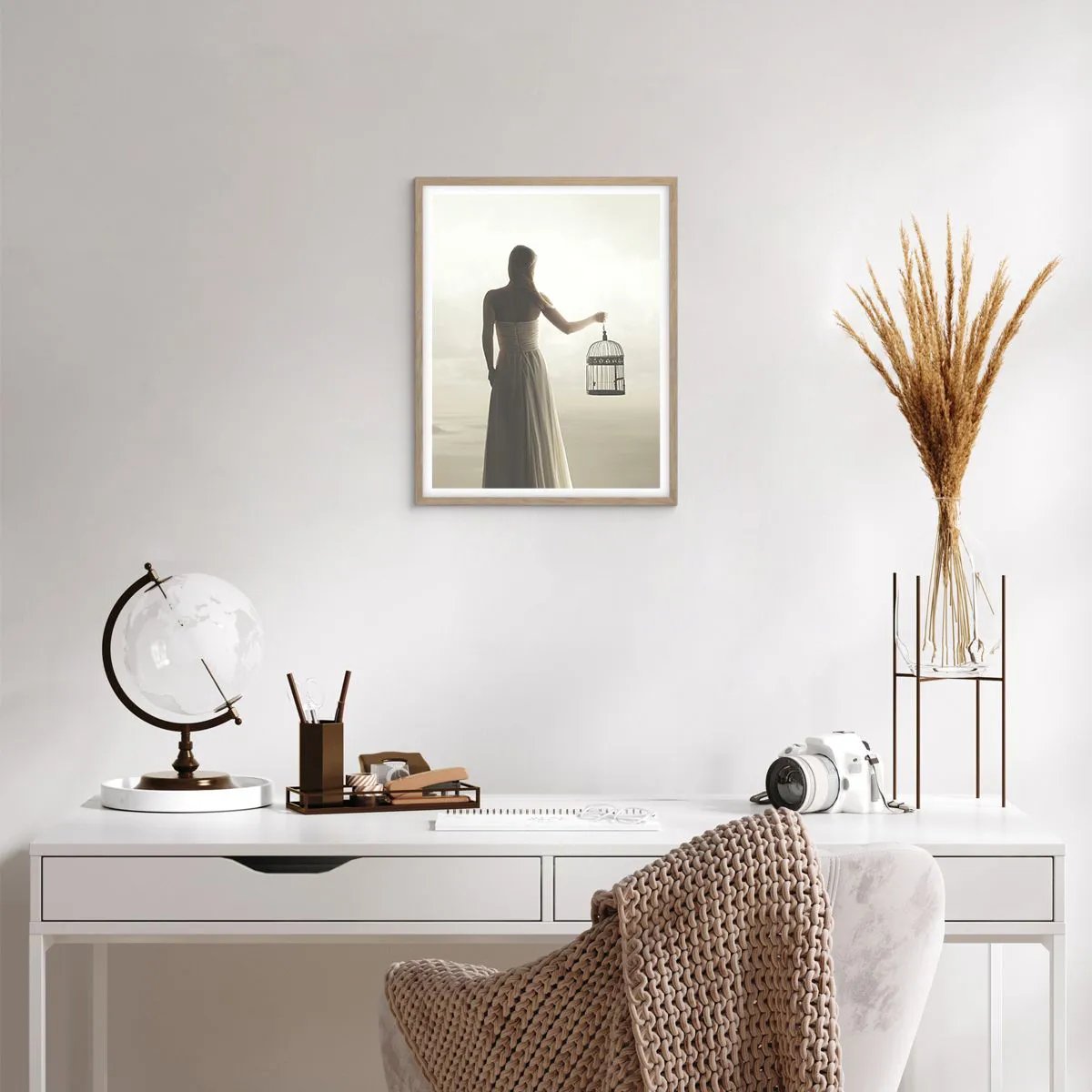 Plakat w ramie jasny dąb - Bądź wolna - 40x50 cm