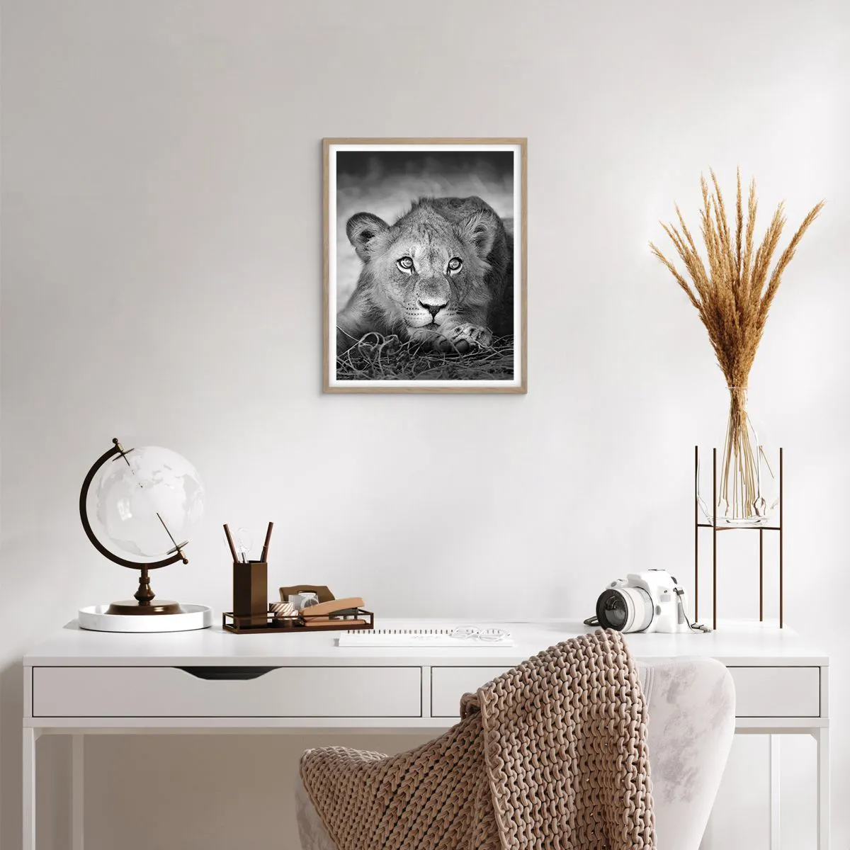 Affiche dans un chêne clair - Poster - Chiot royal - 40x50 cm