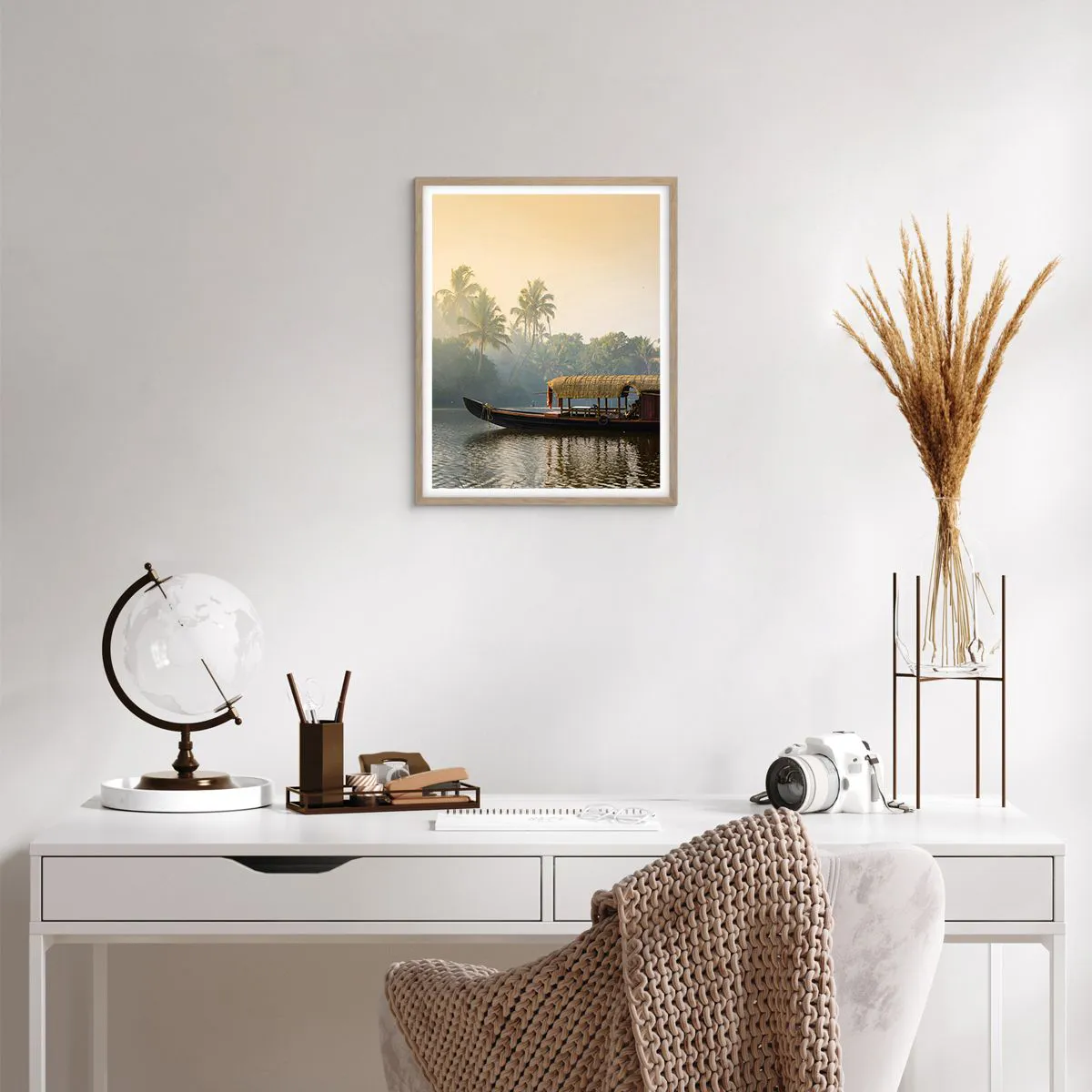 Affiche dans un chêne clair - Poster - Maison sur la rivière - 40x50 cm