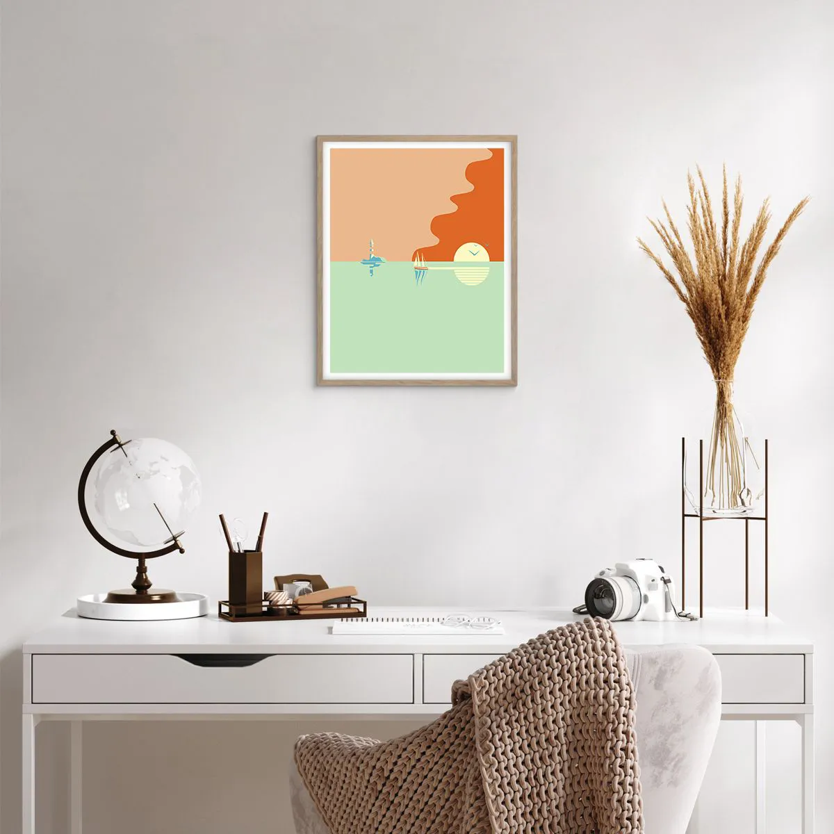 Pôster com moldura de carvalho claro - Uma paisagem marítima perfeita - 40x50 cm