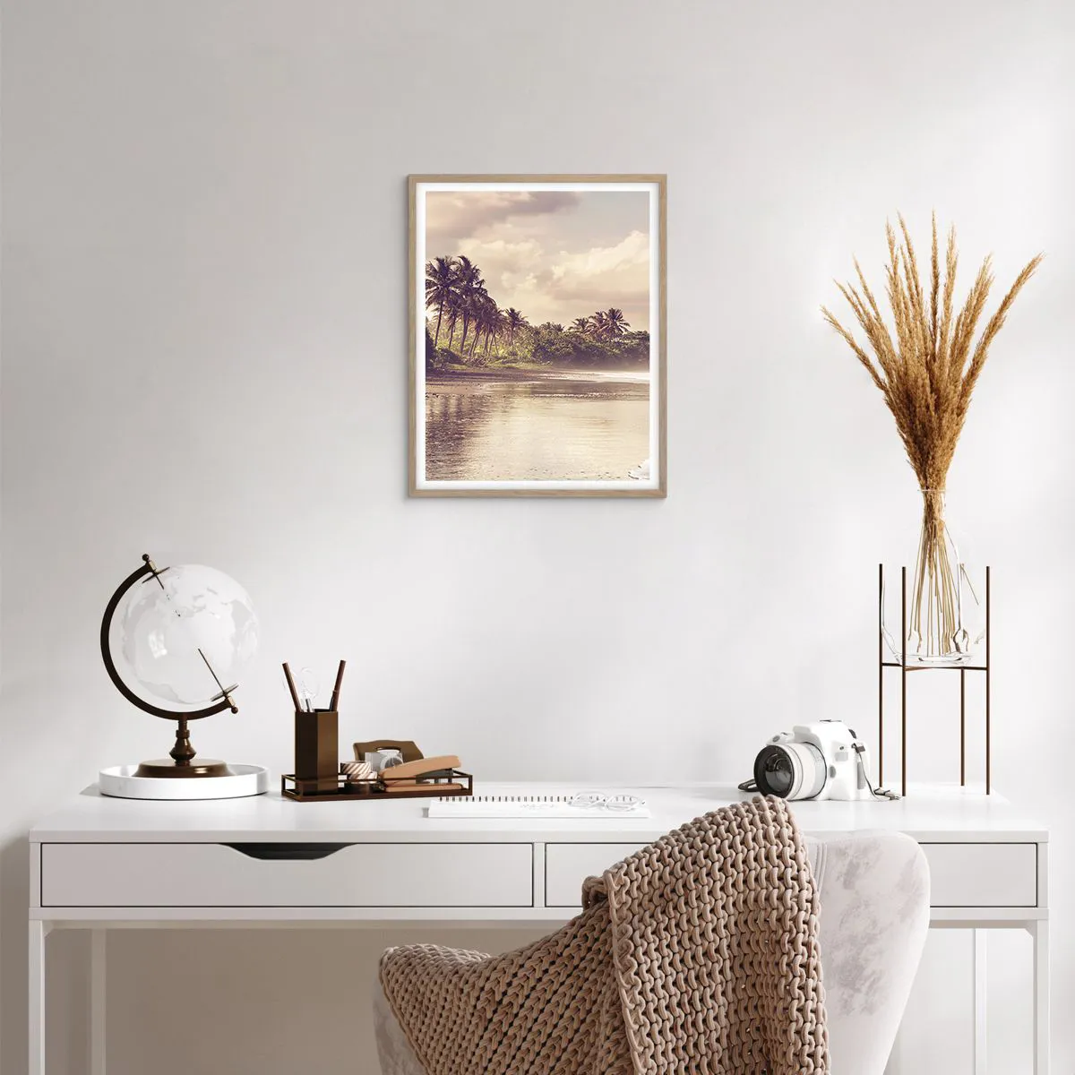 Poster in light oak frame - Caress of the Waves - 40x50 cm