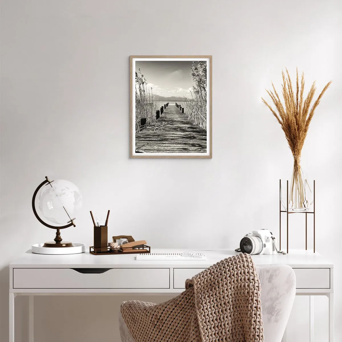 Póster en marco roble claro - En la quietud de los juncos - 40x50 cm