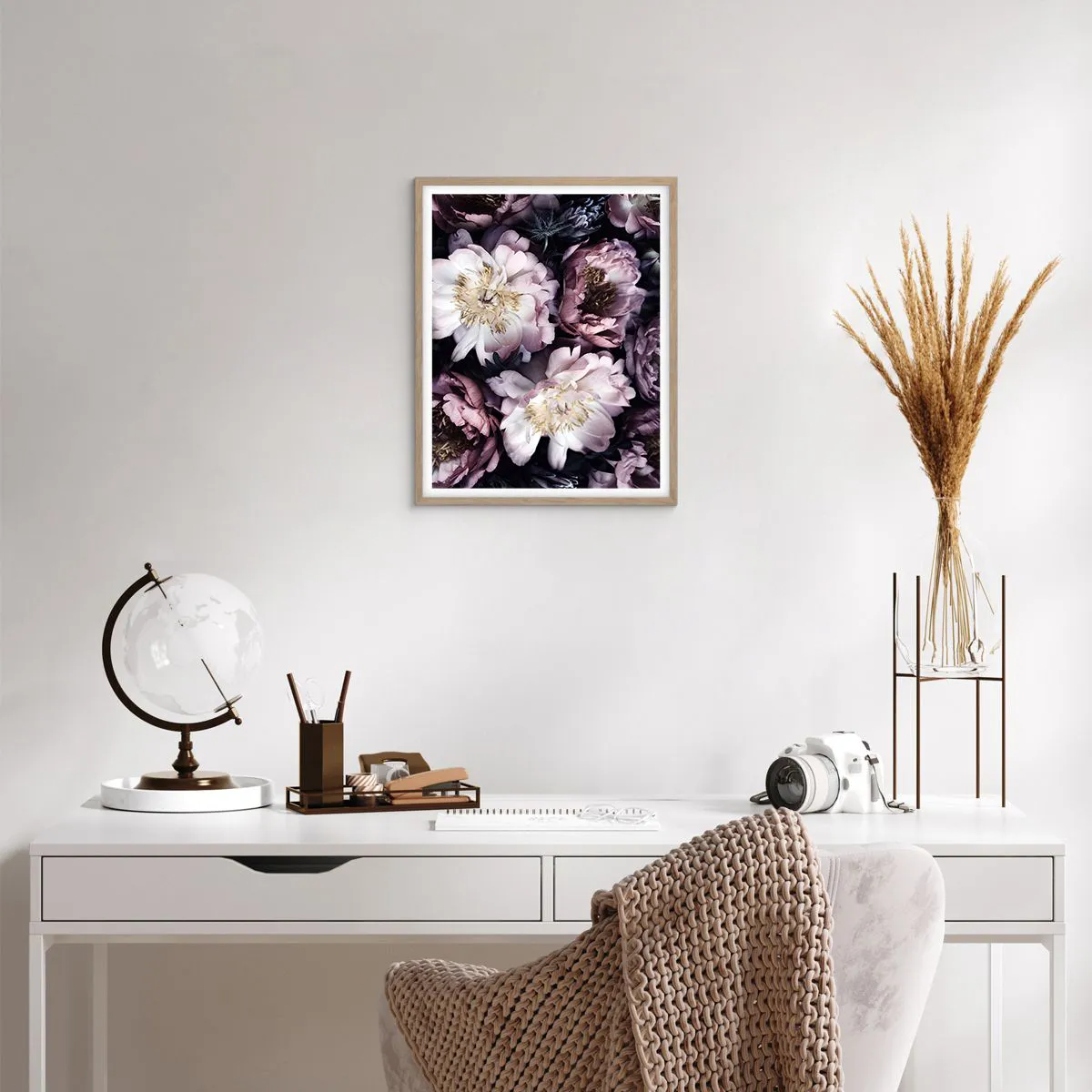 Poster in cornice rovere chiaro - Bouquet nel vecchio stile - 40x50 cm