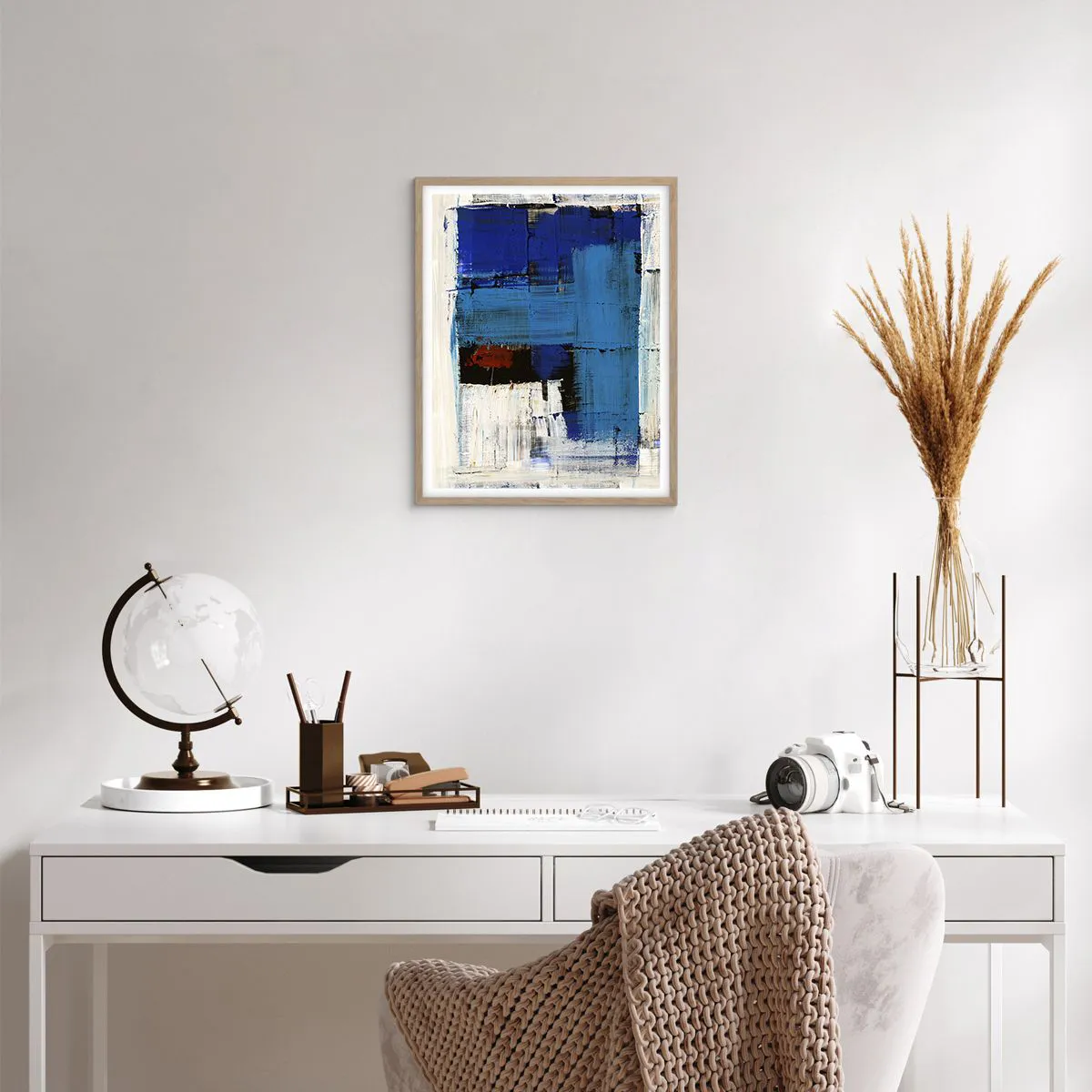 Poster in cornice rovere chiaro - I segreti del blu - 40x50 cm