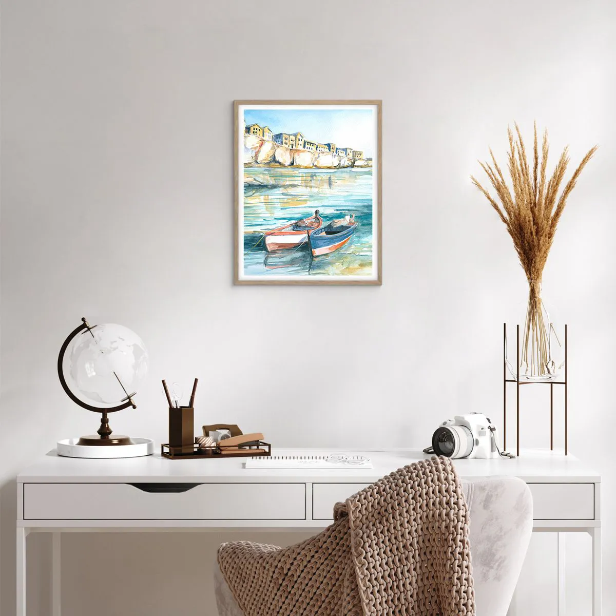 Poster in light oak frame - Landscape in Azure - 40x50 cm