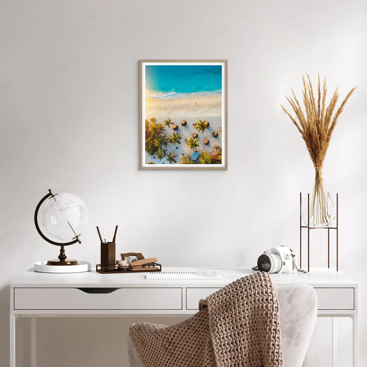 Poszter világos tölgy keretben - Üdvözöljük a paradicsomban - 40x50 cm