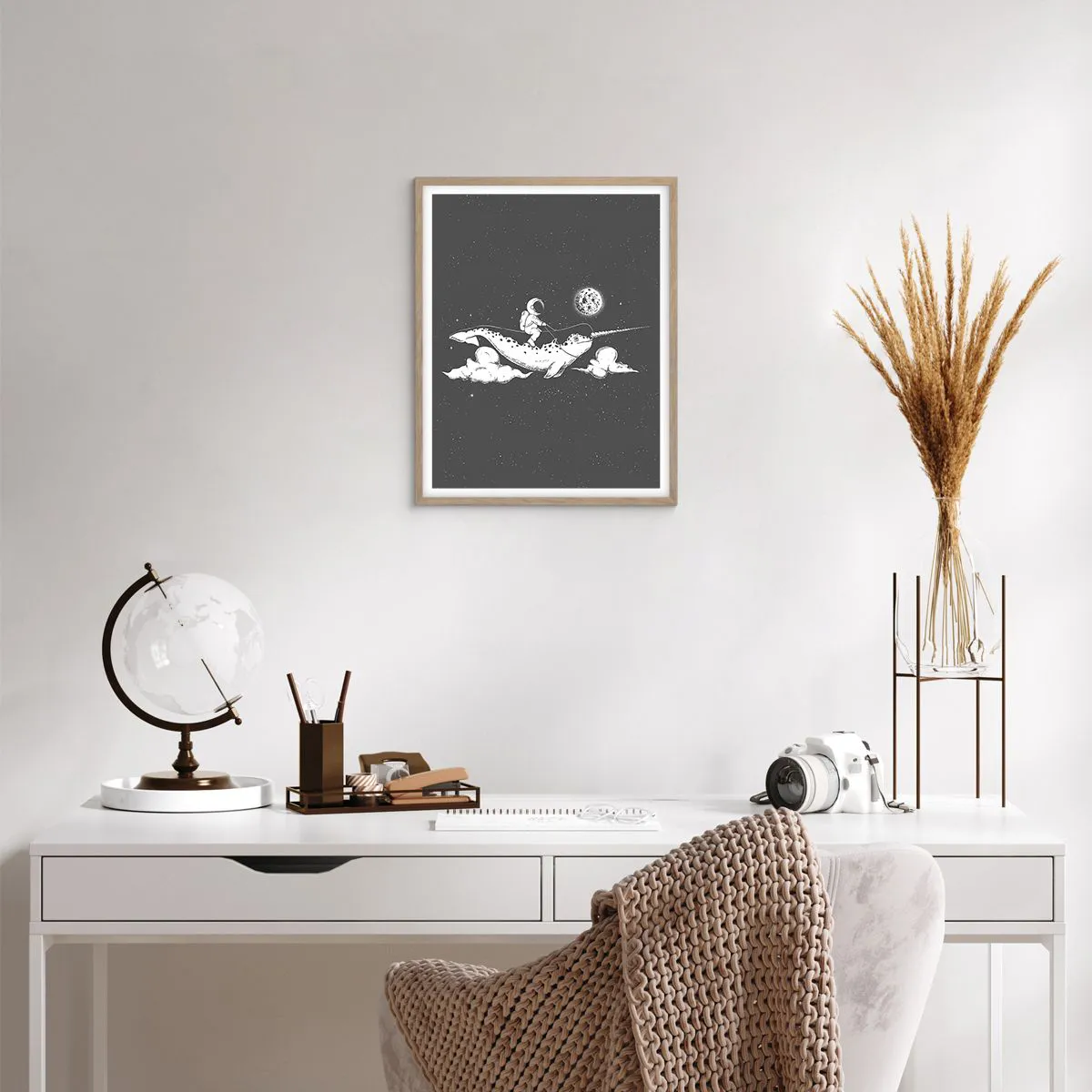 Affiche dans un chêne clair - Poster - Cavalier de l'espace - 40x50 cm