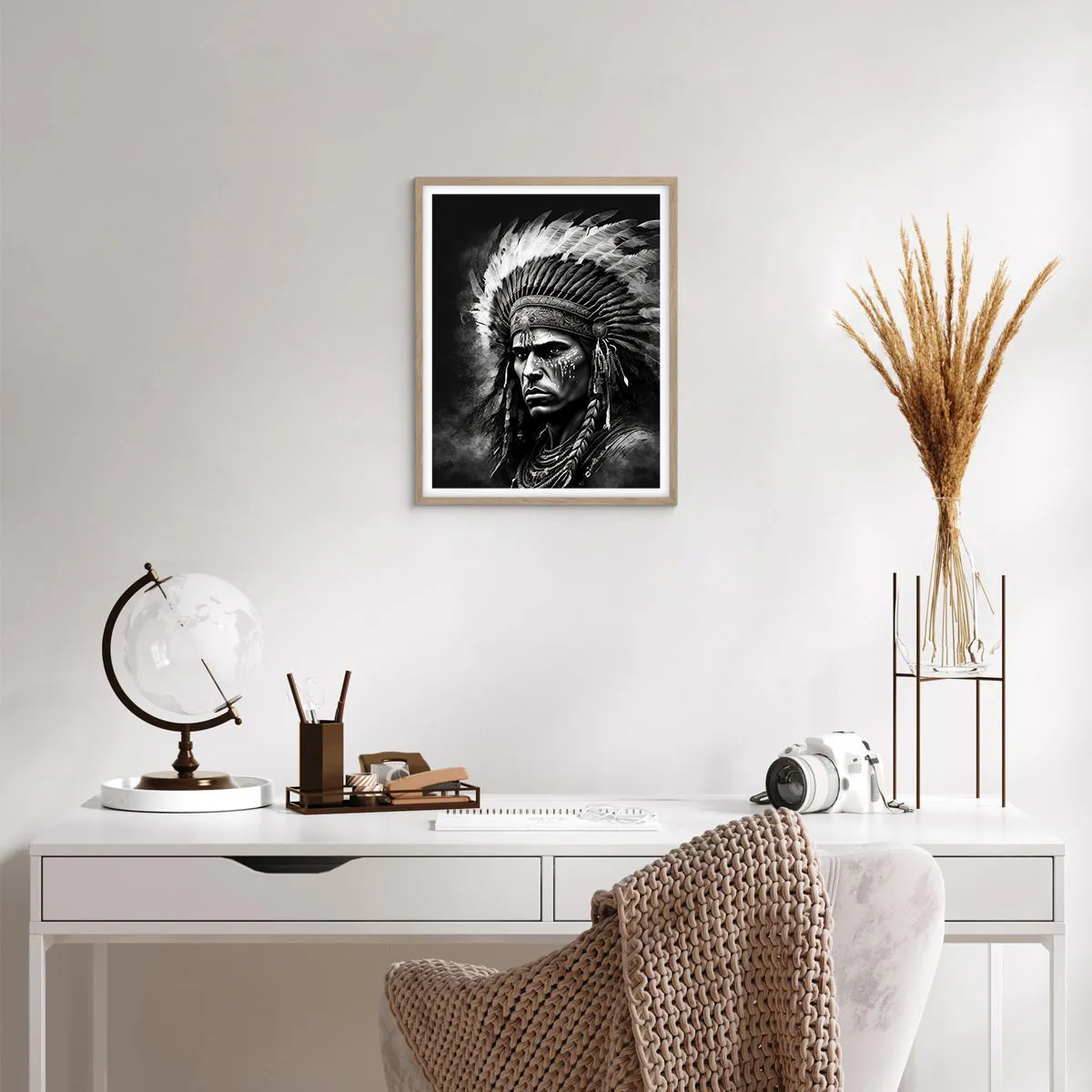 Poster in light oak frame - Chief and Warrior - 40x50 cm