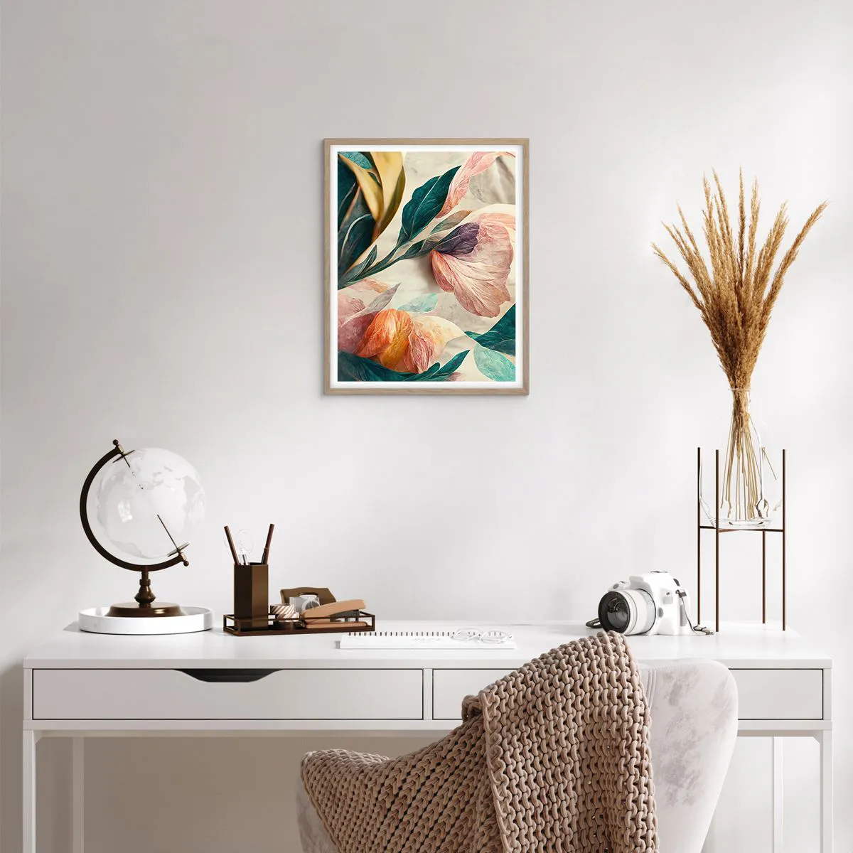 Poster în ramă de stejar deschis - Flori din insulele sudice - 40x50 cm