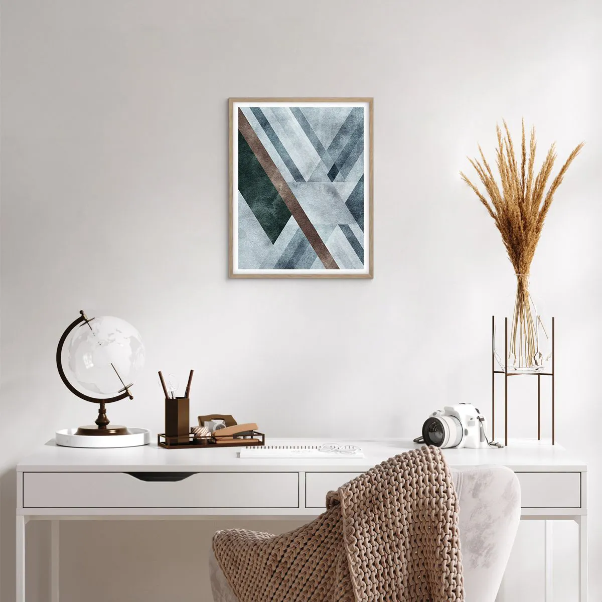 Poszter világos tölgy keretben - A geometria kifinomult eleganciája - 40x50 cm