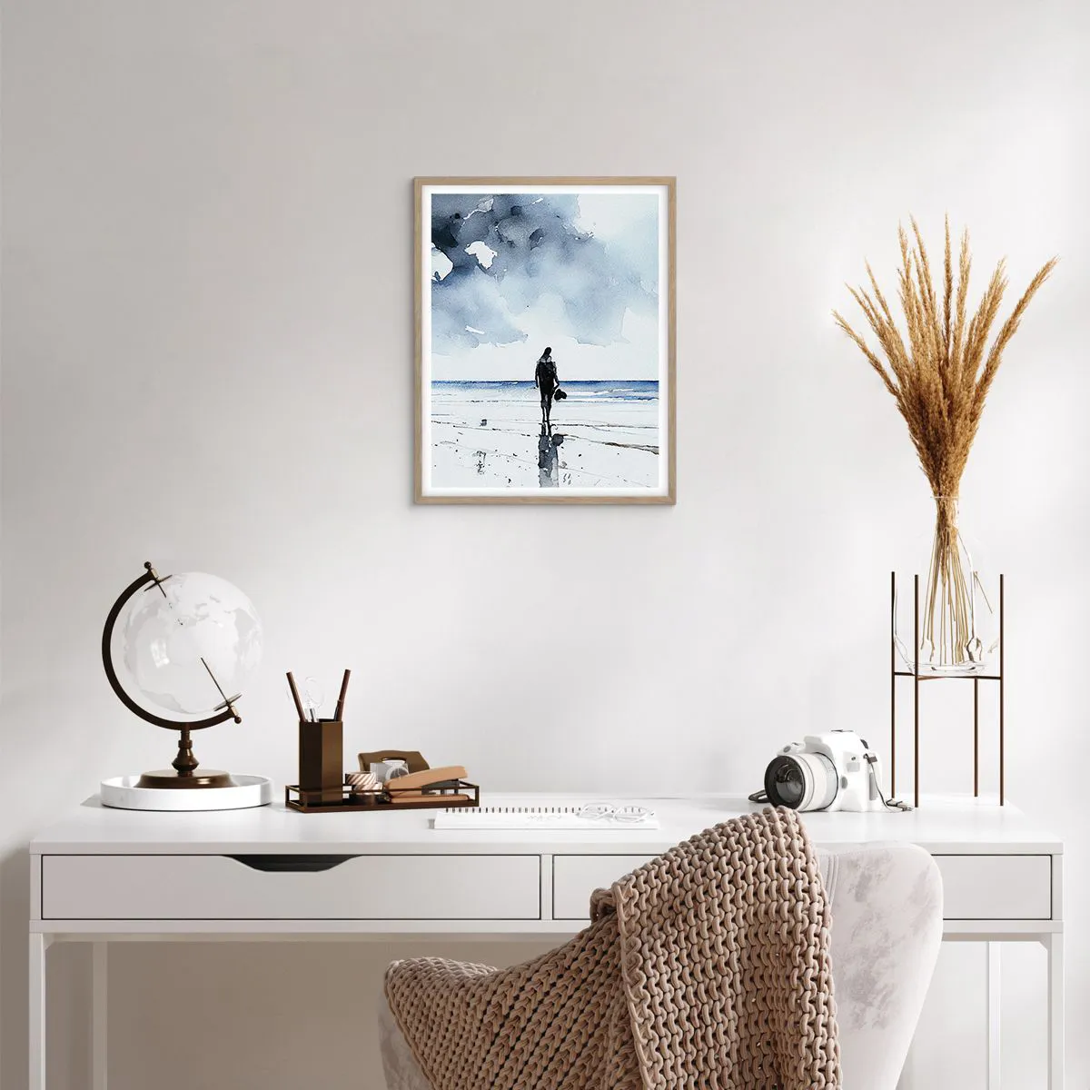 Poster in einem Rahmen aus heller Eiche - Gespräch mit dem Meer - 40x50 cm