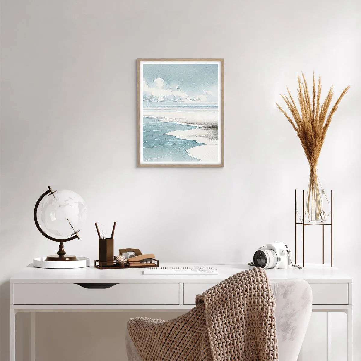 Pôster com moldura de carvalho claro - Maré suave - 40x50 cm