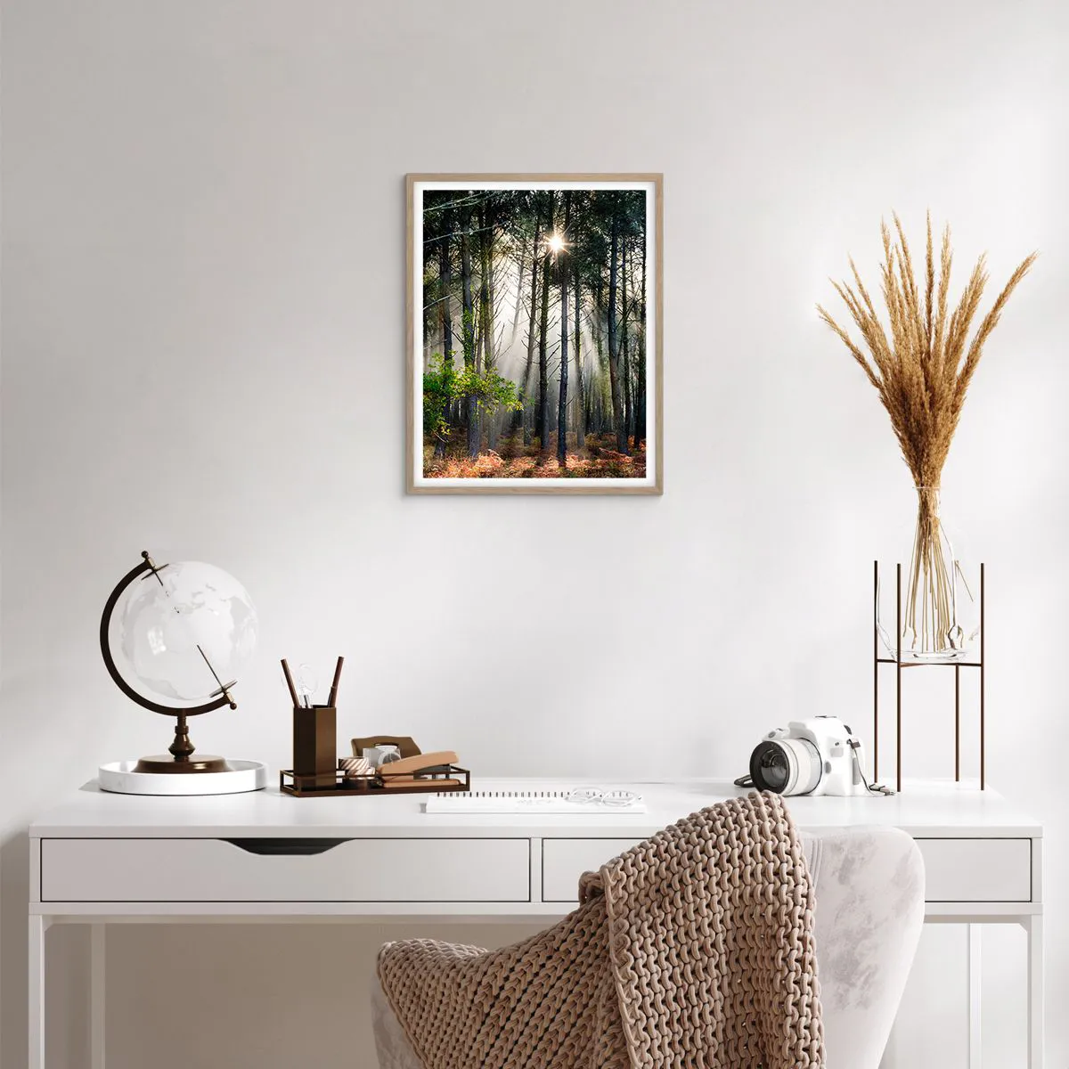 Poszter világos tölgy keretben - Az erdő szépsége - 40x50 cm