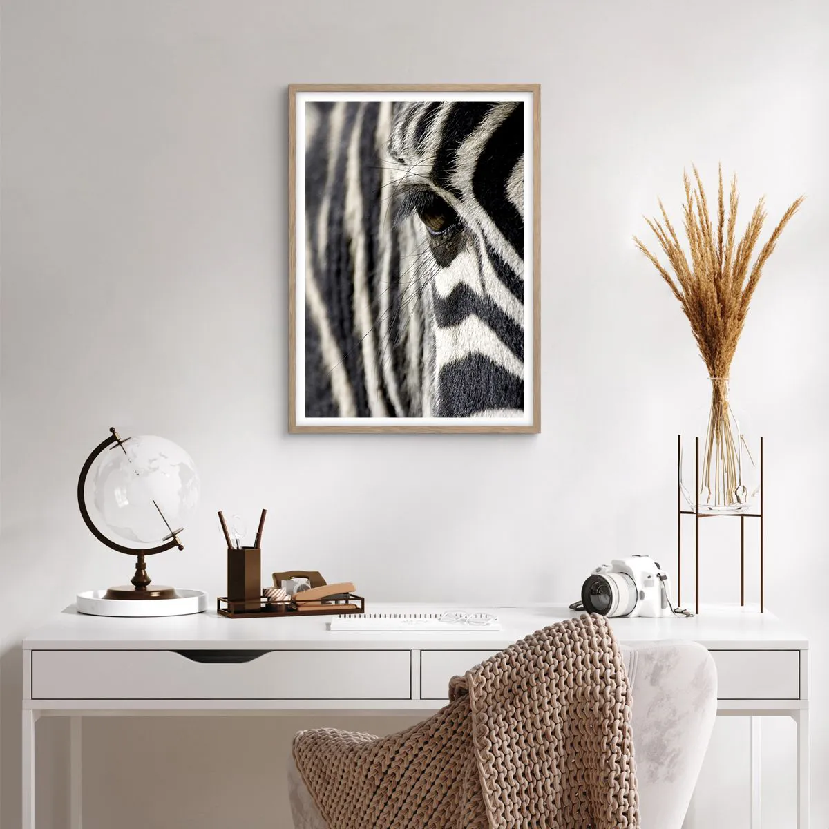 Plakat w ramie jasny dąb - Portret w paski - 50x70 cm