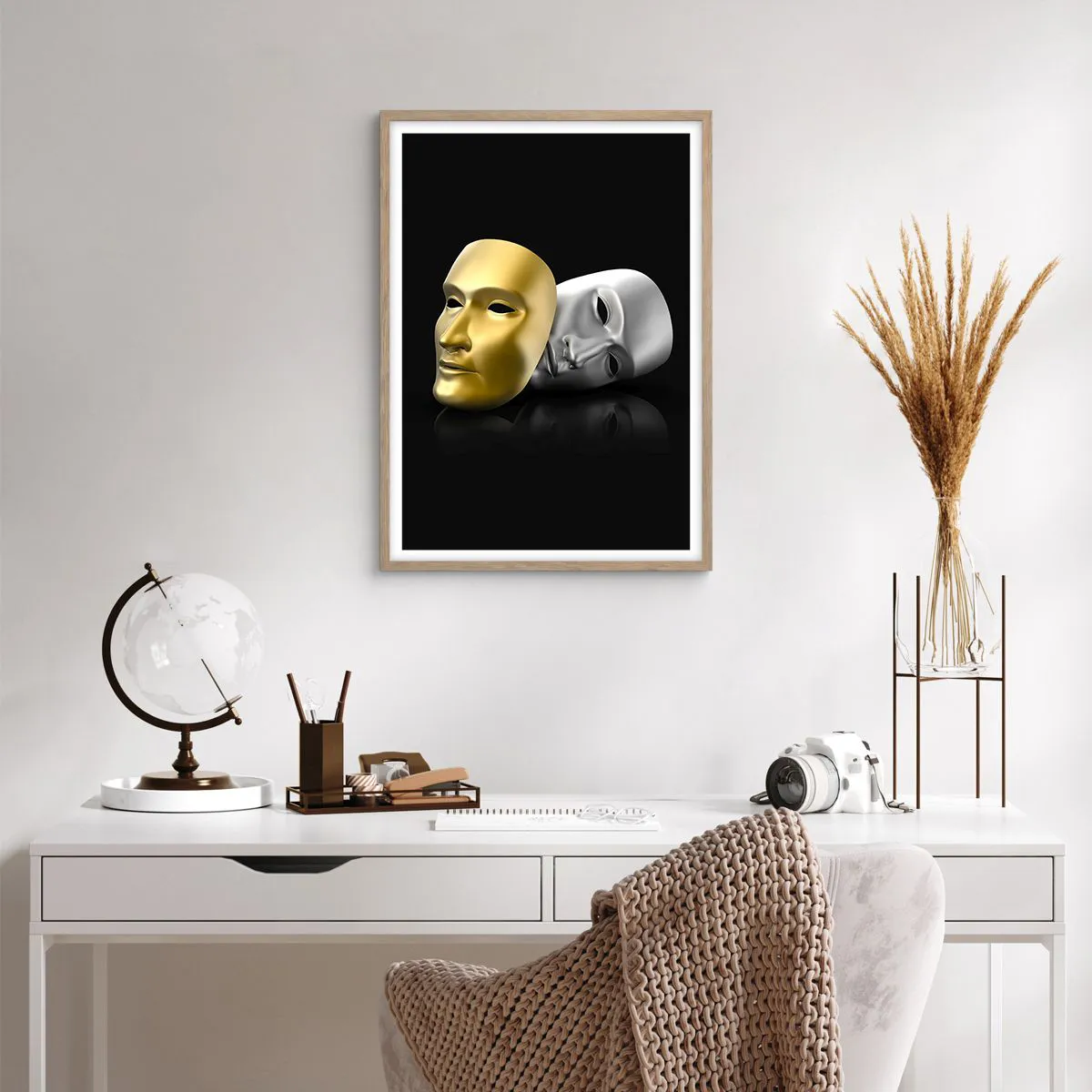 Poster in light oak frame - Life Is a Theatre - 50x70 cm