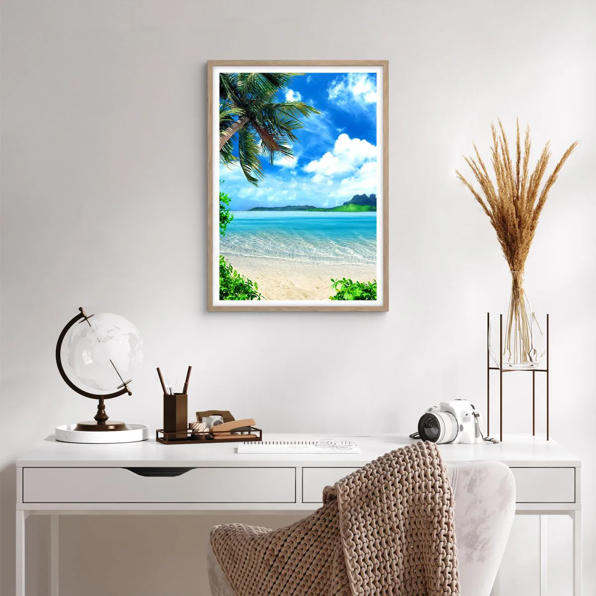 Plakat w ramie jasny dąb - Lazur tropików - 50x70 cm